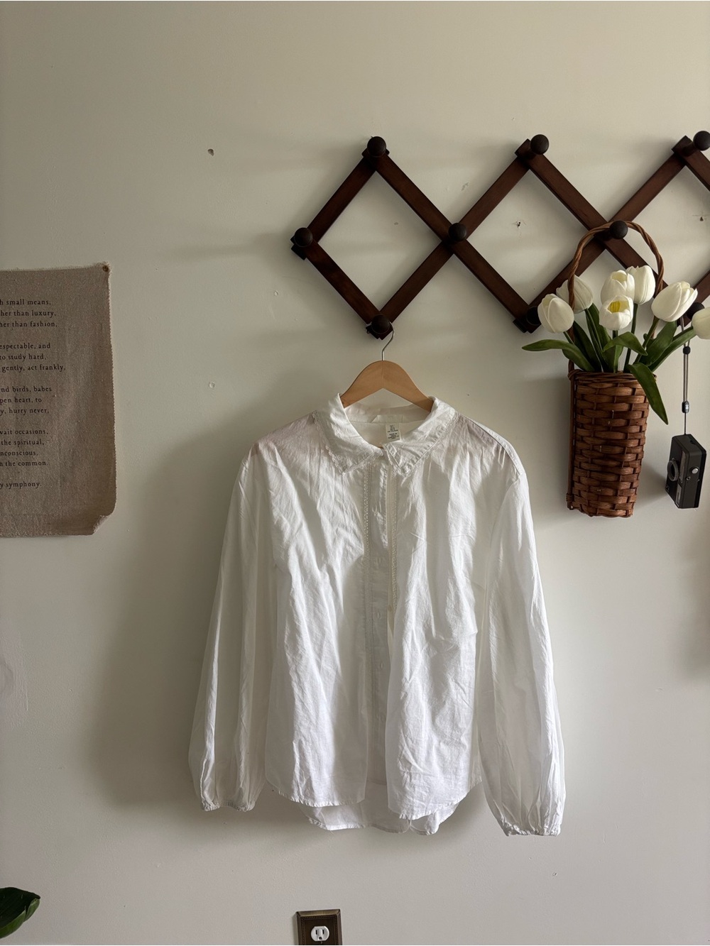 White Lightweight Button-Up Blouse